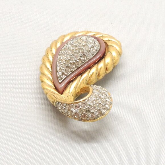 Vintage Signed Givenchy Paisley Pave Rhinestone Brooch, 1978 - Picture 6 of 7